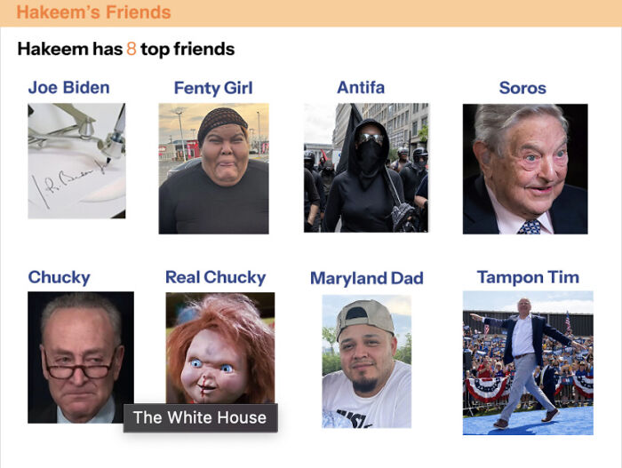 Screenshot of White House MySafeSpace page mocking Democrats with images of Chucky and Tampon Tim in shutdown spat.