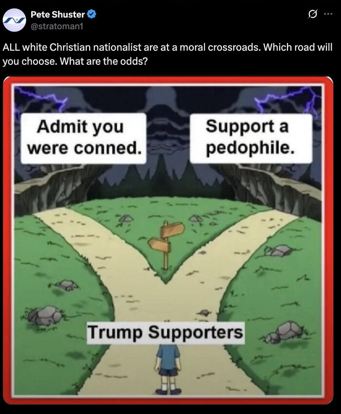 Trump supporters at a crossroads with choices amid Mar-a-Lago wedding crash and Metaxas Heaven comment reaction.