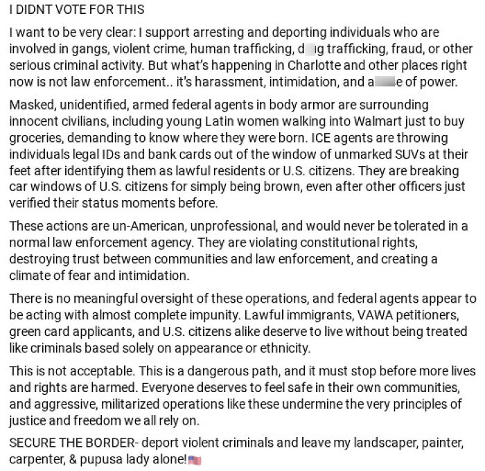 Text screenshot showing a MAGA fan criticizing un-American ICE raids and receiving a reality check on immigration enforcement.