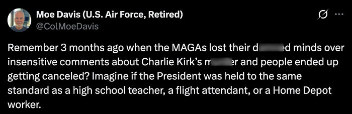 Screenshot of a tweet referencing Rob Reiner clip discussing Charlie Kirk assassination after Trump calls him deranged