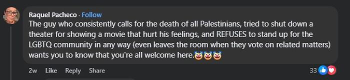 Screenshot of a Facebook comment under scrutiny in Miami Beach mayor free-speech police questioning controversy.