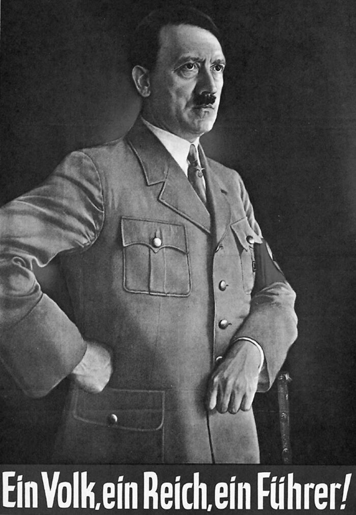 Black and white historical photo of Adolf Hitler associated with Trump Labor Department&rsquo;s disturbing slogan comparisons.