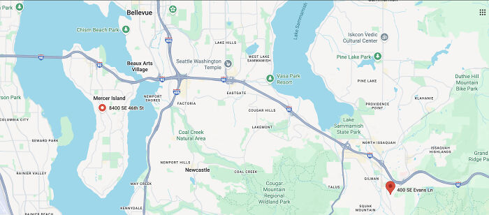Map showing locations related to artist mom 2 sons and daughter-in-law in shocking family tragedy case.