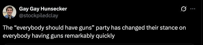 Screenshot of a tweet discussing changes in the party stance on guns, related to Trump&rsquo;s reaction to Alex Pretti shooting.