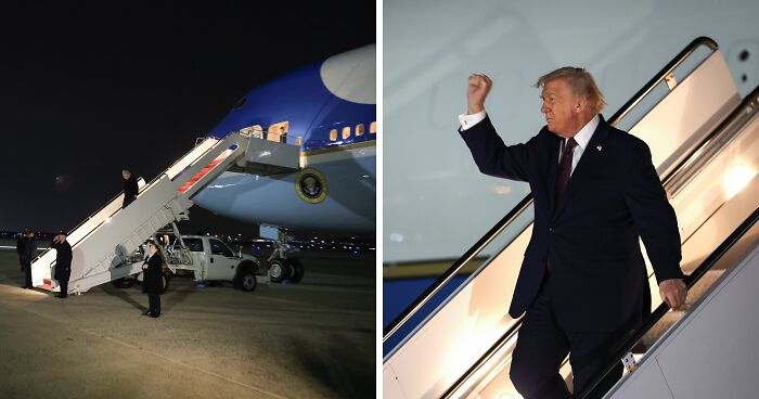 Trump, 79, Struggles To Descend Air Force One Stairs After Surprise Health Disclosure