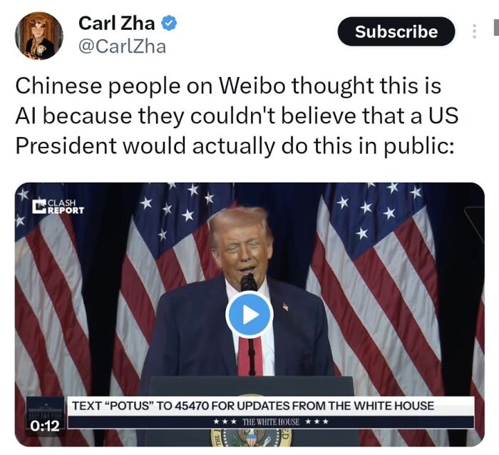 Chinese social media reacts to Trump video, calling it AI and expressing disbelief at US President actions in public.