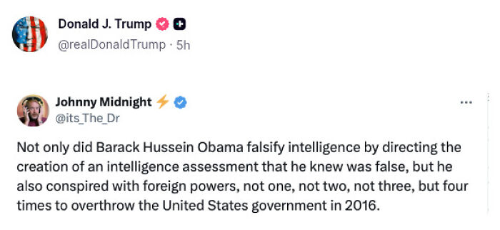 Screenshot of a Truth Social post by Trump, 79, engaging in an early morning posting blitz on the platform.