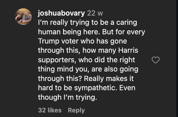 Comment from ex-Trump fan expressing struggle to be sympathetic amid ICE detaining her terminally ill dad.