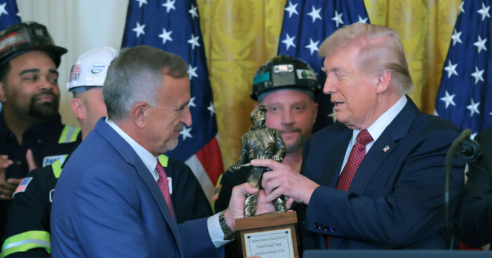 Trump Receives “Champion Of Beautiful Clean Coal” Trophy As He Declares End To “War” On Industry