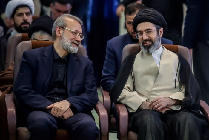 Ayatollah Sayyid Mojtaba Khamenei with Dr. Ali Larijani