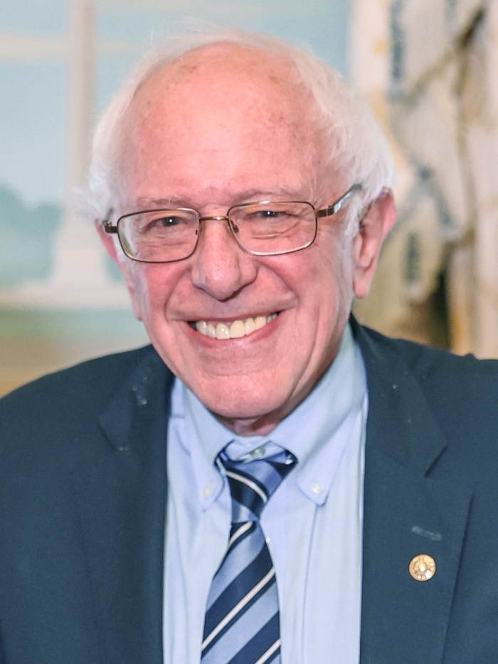 Smiling Senator Bernie Sanders supporting big AI firms ownership Smiling Senator Bernie Sanders supporting big AI firms ownership