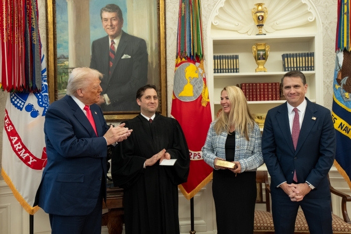 President Trump holds swearing in ceremony in Oval Office with judge and officials President Trump holds swearing in ceremony in Oval Office with judge and officials