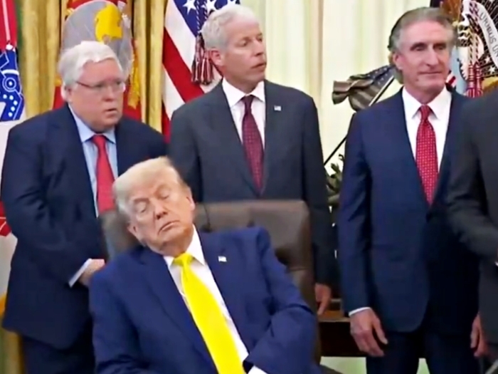 Drowsy Trump, 79, Tilts To One Side At The White House