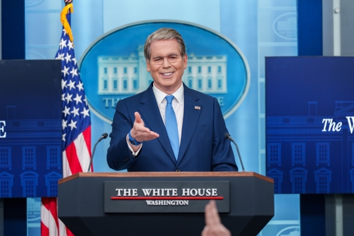 Treasury Secretary Scott Bessent speaking at White House press briefing on Indian Ocean islands report