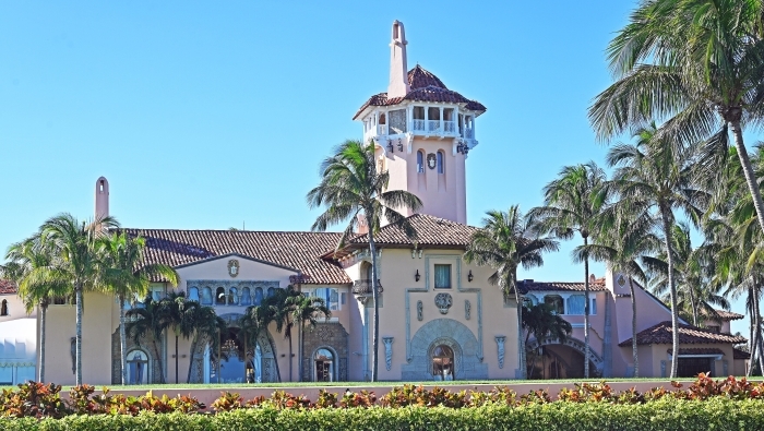 Mar-a-Lago estate in Palm Beach Florida under clear blue sky Mar-a-Lago estate in Palm Beach Florida under clear blue sky