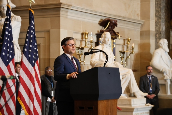Speaker Johnson addressing a crowd.
From his Facebook:
I was honored to be a part of the 73rd National Prayer Breakfast this morning.
Blessed are the poor in spirit, for theirs is the kingdom of heaven.
Blessed are those who mourn, for they will be comforted.
Blessed are the meek, for they will inherit the earth.
Blessed are those who hunger and thirst for righteousness, for they will be filled.
Blessed are the merciful, for they will be shown mercy.
Blessed are the pure in heart, for they wil&hellip;