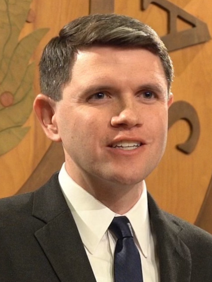 Close up of James Talarico speaking at the Texas Capitol press conference